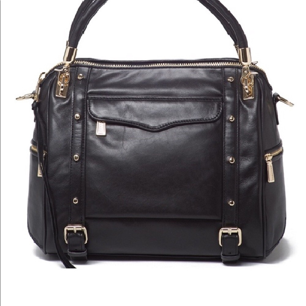 Rebecca Mink-off black leather tote 👜